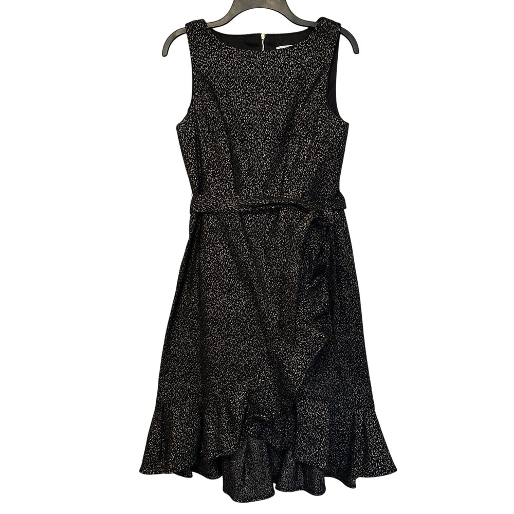 Calvin Klein Dress 10 Black‎ Gold Sleeveless Gold Zipper Elegant Modern Career